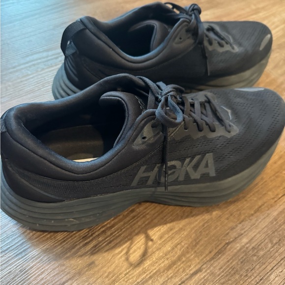 HOKA bondi 8 Men's Black Running Shoes size 14 - Picture 1 of 4